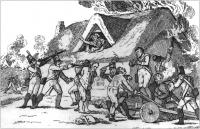 Lurid cartoon entitled 'Peep O' Day Boys', from Daly's Ireland in'98(1888). The caption is probably inacur-ratebecause the villains are in uniform. 