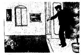 Tom Lalor cartoon of Yeats addressing the audience from the stage of the Abbey during the Playboy disturbances, 1907. (National Library of Ireland)