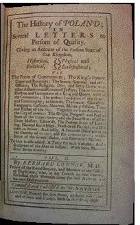 The opening page of the second volume of Connor’s History of Poland, published in London shortly after his death in 1698. (Royal College of Physicians of Ireland)