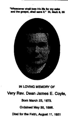Fr James E. Coyle—an Irish-born priest with the largest Catholic congregation in Birmingham at St Paul’s Cathedral and one of de Valera’s fiercest supporters. Within fifteen months of de Valera’s departure he was murdered by Methodist minister and Klansman E.R. Stephenson. (The Author)