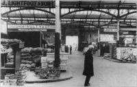 Inside the market- note the lectern to the left used for auctioning the produce.