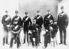 Reed (seated centre) with senior officers at Musgrave Street station, Belfast, 1900. (Royal Ulster Constabulary GC Museum)