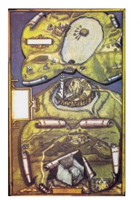 Richard Bartlett’s map shows the main successes of Mountjoy’s final campaign in Tyrone in summer 1602 (though not the systematic destruction and massacre): an attack on an unidentified crannog, probably Lough Roughan, described elsewhere as ‘O’Neill’s strongest island fort’; Dungannon Castle (O’Neill’s headquarters), which Mountjoy captured on 13 June; and the rath at Tullaghoge with the nearby stone inaugural chair of the O’Neills, which Mountjoy had broken up at the beginning of September. (National Library of Ireland)