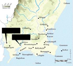 Fig.1—Place-names of Norse provenance in county Wexford. (Matthew Stout)