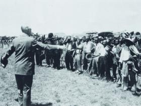 Macmillan visits Basutoland (later to become independent Lesotho) on his 1960 tour. (Hulton Picture Company)