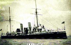 sister-ship Pelorus, which Pandora relieved at Jamestown, St Helena, 8 November 1908.