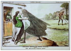 ‘Ireland wrestles with famine while Mr. Balfour plays golf.’ (United Ireland, 23 August 1890)
