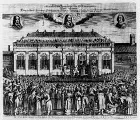 Contemporary engraving depicting the beheading of King Charles I in 1649. English monarchists reviled Cromwell for his role in the execution of the ‘saintly’ Charles. (National Portrait Gallery, London)