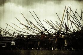 Battle re-enactment from Channel 4’s 2005 Blood on our hands: the English Civil War. Cromwell’s excesses in Ireland have been excused by drawing attention to the bloody and merciless nature of warfare in the early modern period. (Channel 4) 