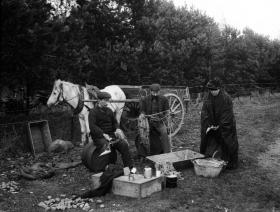 Fishermen mending nets on Lough Neagh, Co. Antrim, c. 1900. A legal case involving the Bann fishery was heard on two occasions before the House of Lords in 1911. (National Photographic Archive)