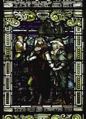 ‘Sir Henry Docwra landed at Culmore 16th April 1600 AD’ (above). It is ironic that Sir Henry’s arms are represented immediately above those of his great antagonist, Hugh O’Neill, second earl of Tyrone (below).