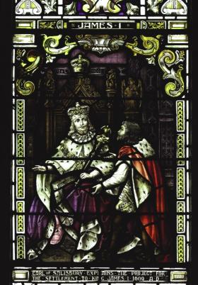 ‘Earl of Salisbury explains the project for the settlement to King James I 1609 AD.’