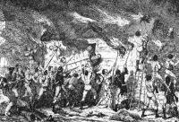 George Cruickshank’s depiction of the massacre of loyalists by insurgents at Scullabogue, 5 June 1798—‘Unfortunately, the role of the United Irishmen and the relevance of their ideals in the main theatre of rebellion, Wexford, were far from clear in the historical record—unlike the sectarian conflict and appalling violence, which dominate the sources.’ (W.H. Maxwell, History of the 1798 Rebellion in Ireland [London, 1852])