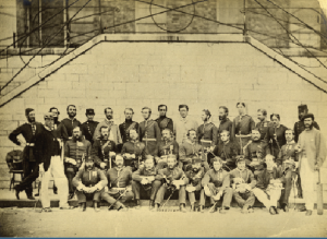Above: Officers of the 61st Regiment of Foot at Raglan Barracks, Devonport, in 1861. Lt. Col. J.P. Redmond is in the middle row, fifth from left. What led Redmond, a Catholic, to serve ‘queen and country’ when so many of his creed and class chose not to? (Soldiers of Gloucestershire Museum)