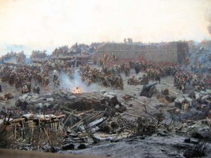 Detail from Franz Roubaud’s panoramic painting The Siege of Sevastopol (1904). Such was the level of incompetence displayed by British Army officers in the Crimean War (1854–6) that parliament consequently abolished access to military commissions by privilege and replaced it with public examination.