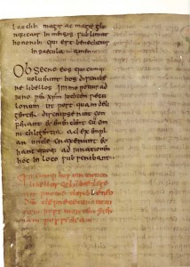 Detail from the final page (p. 136) of the text of the Life, with Dorbbéne’s closing note in red ink: ‘Would whoever reads these little books about Columba’s miracles pray God for me, Dorbbéne, that I, after death, might possess eternal life’.