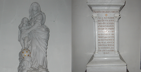 Above: Our Lady of Victories, Noeux-les-Mines—the erection of the statue, paid for by subscriptions from the men of the 16th (Irish) Division in 1916, was delayed until 1921. (Christine Hadoux)